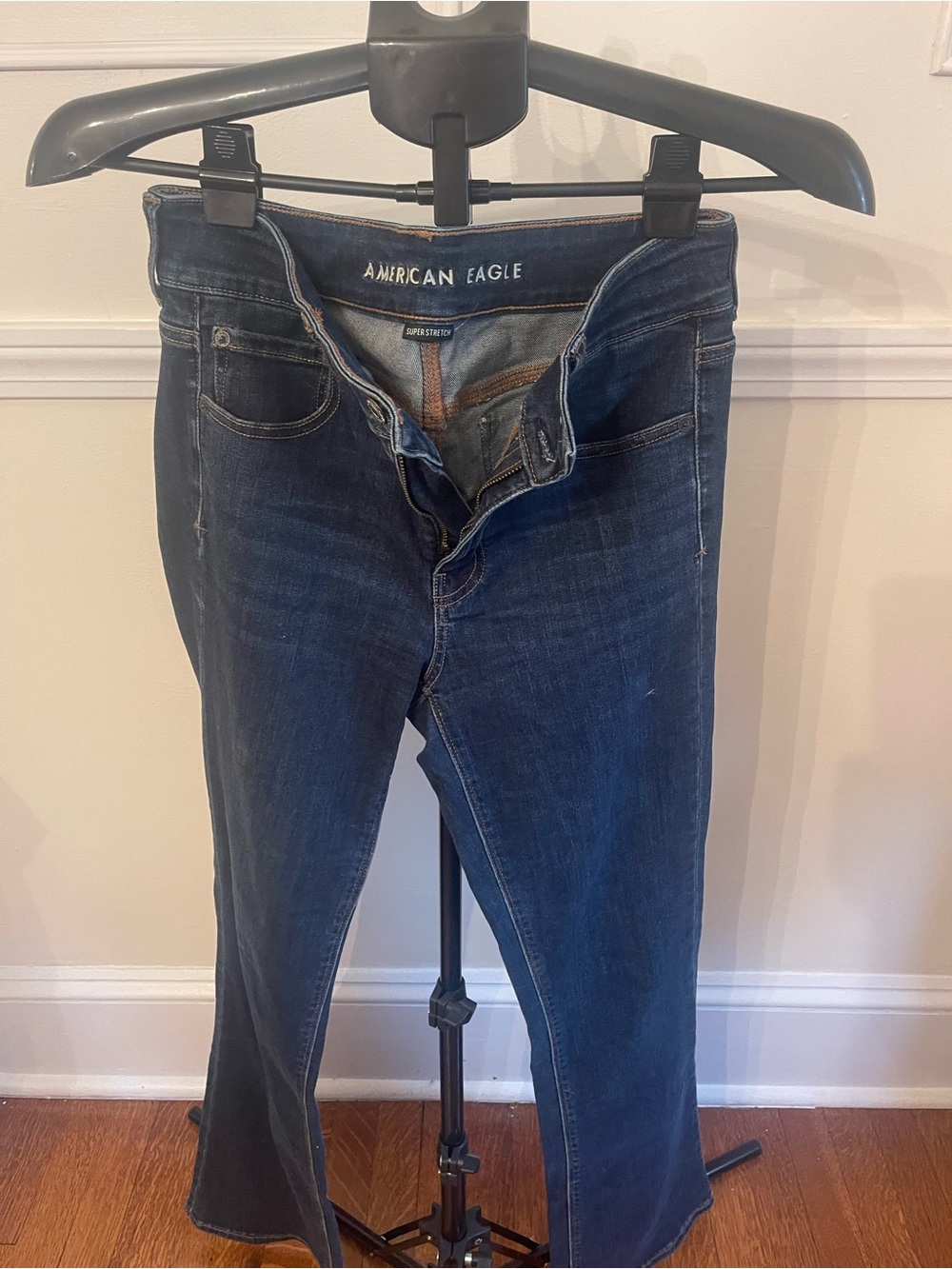 American Eagle Hi Rise Artist Flare Dark Blue Flared Jeans